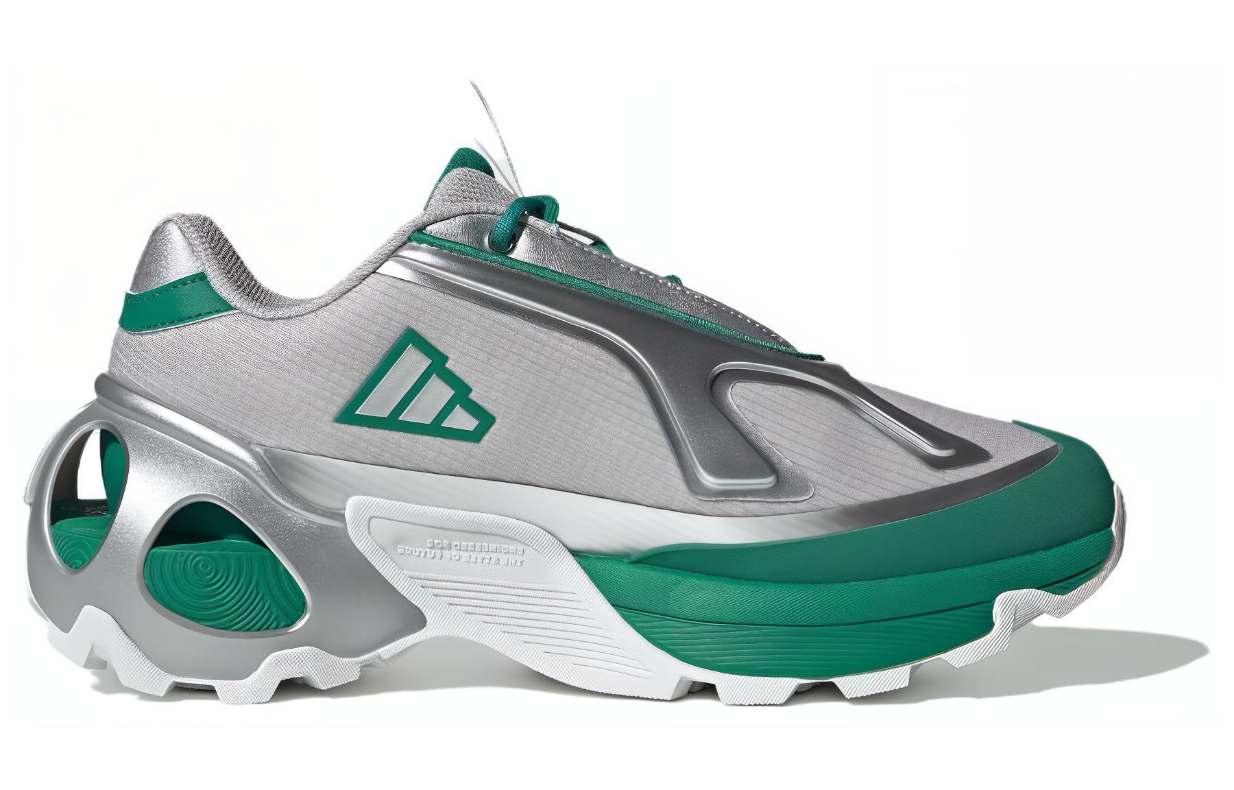 Adidas Wonder Runner Cushioning Abrasion Resistant Cushioning, Wear Resistant Low top Running Shoes Unisex Silver Green
