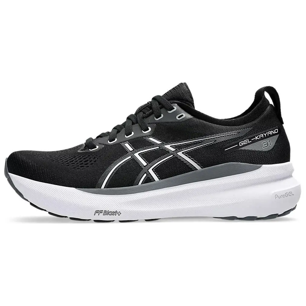 ASICS Gel Kayano 31 Abrasion Resistant Low top Marathon Long Distance Running Shoes Men's Black White Wide Fit