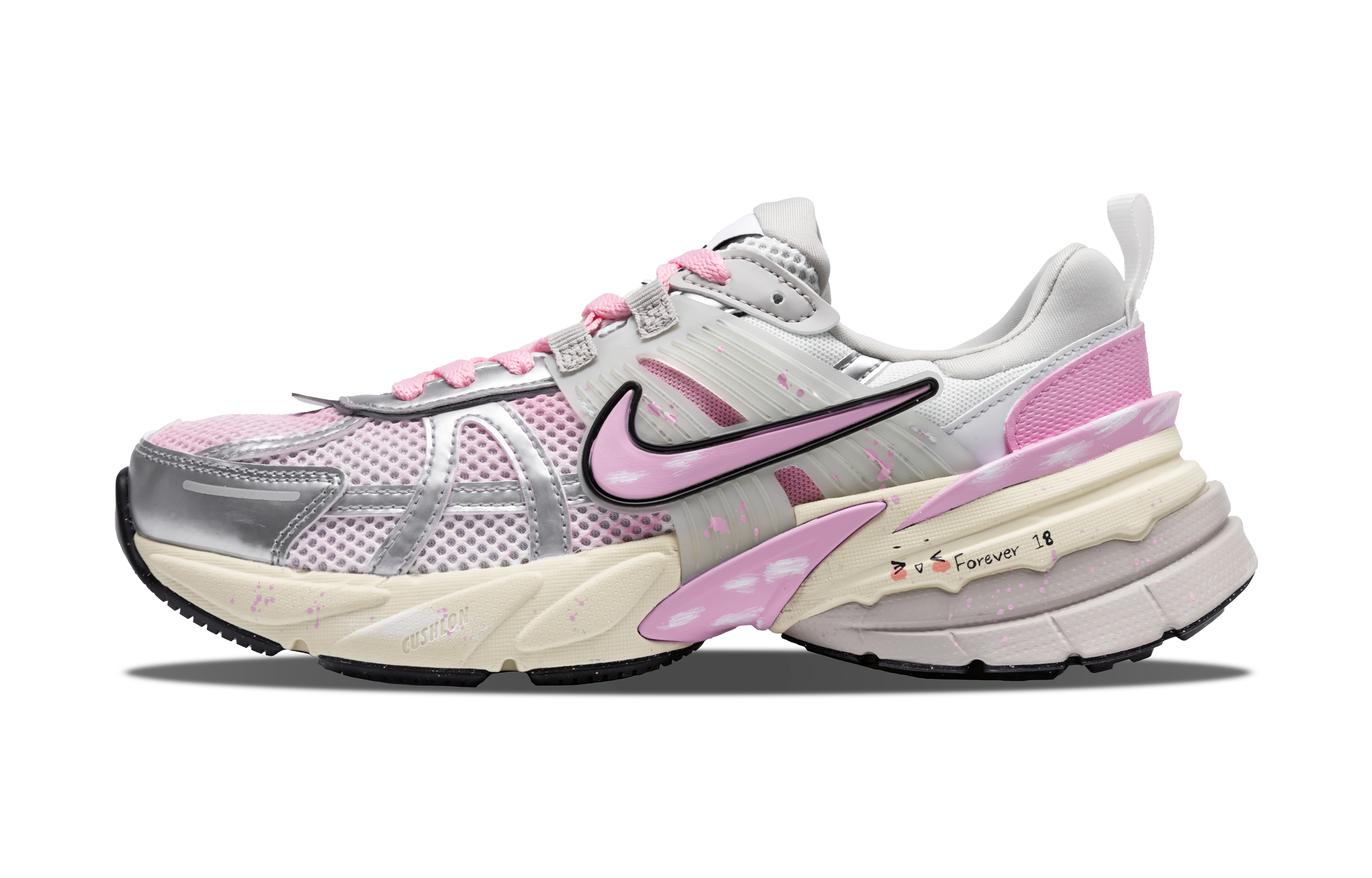 Nike V2K Run Slip Resistant Low top Casual Running Shoes Women’s Silver Pink