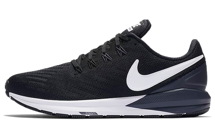 Nike Zoom Structure 22 Comfortable Fabric Synthetic Leather Shock Absorbing, Anti-slip, Wear-resistant, Lightweight Low Top Casual Running Shoes Women's Black and White
