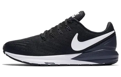 Nike Zoom Structure 22 Comfortable Fabric Synthetic Leather Shock Absorbing, Anti-slip, Wear-resistant, Lightweight Low Top Casual Running Shoes Women's Black and White