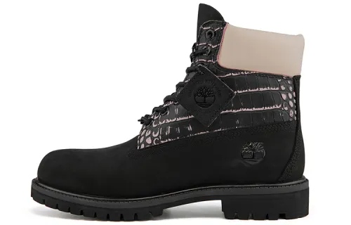 Timberland Premium Waterproof Wide Fit Boot 'Black Nubuck With Pink'