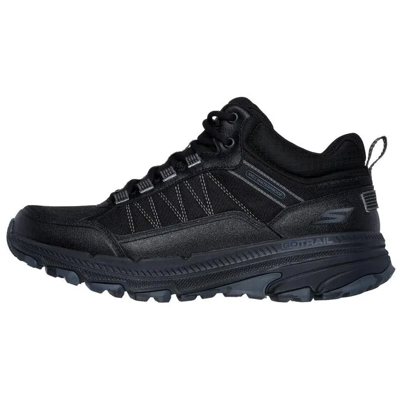 Skechers Go Run Trail Wear resistant And Waterproof Mid top Running Shoes Men's Black Gray
