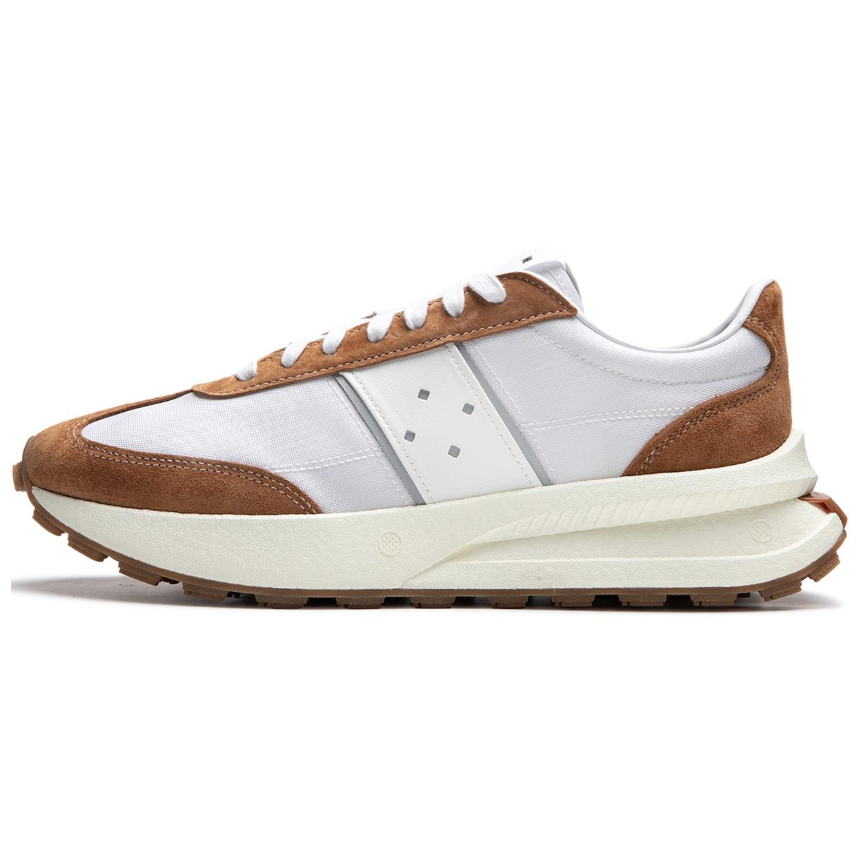 Li Ning Cushioning Slip Resistant Low top Casual Running Shoes Unisex White Brown