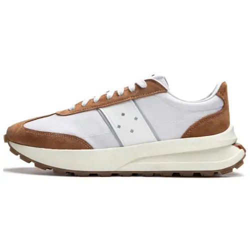 Li Ning Cushioning Slip Resistant Low top Casual Running Shoes Unisex White Brown