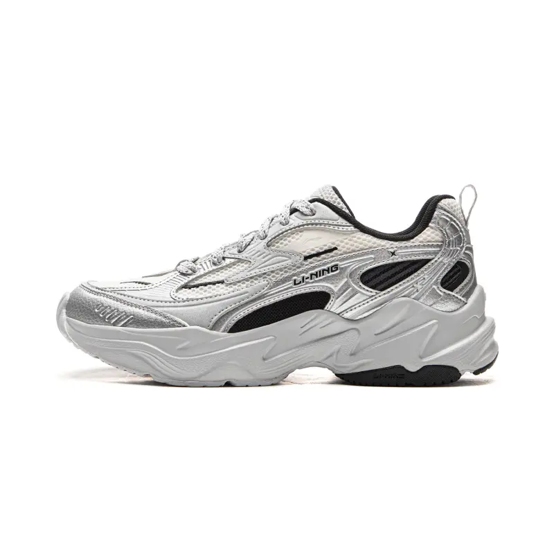 Li Ning Meteor Cushioning Slip Resistant Abrasion Resistant Support Low top Casual Shoes Women's Silver