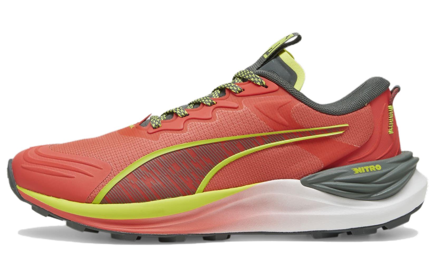 PUMA Fast Trac Nitro Comfortable Cushioning Slip Resistant Abrasion Resistant Low top Running Shoes Women's Red Yellow