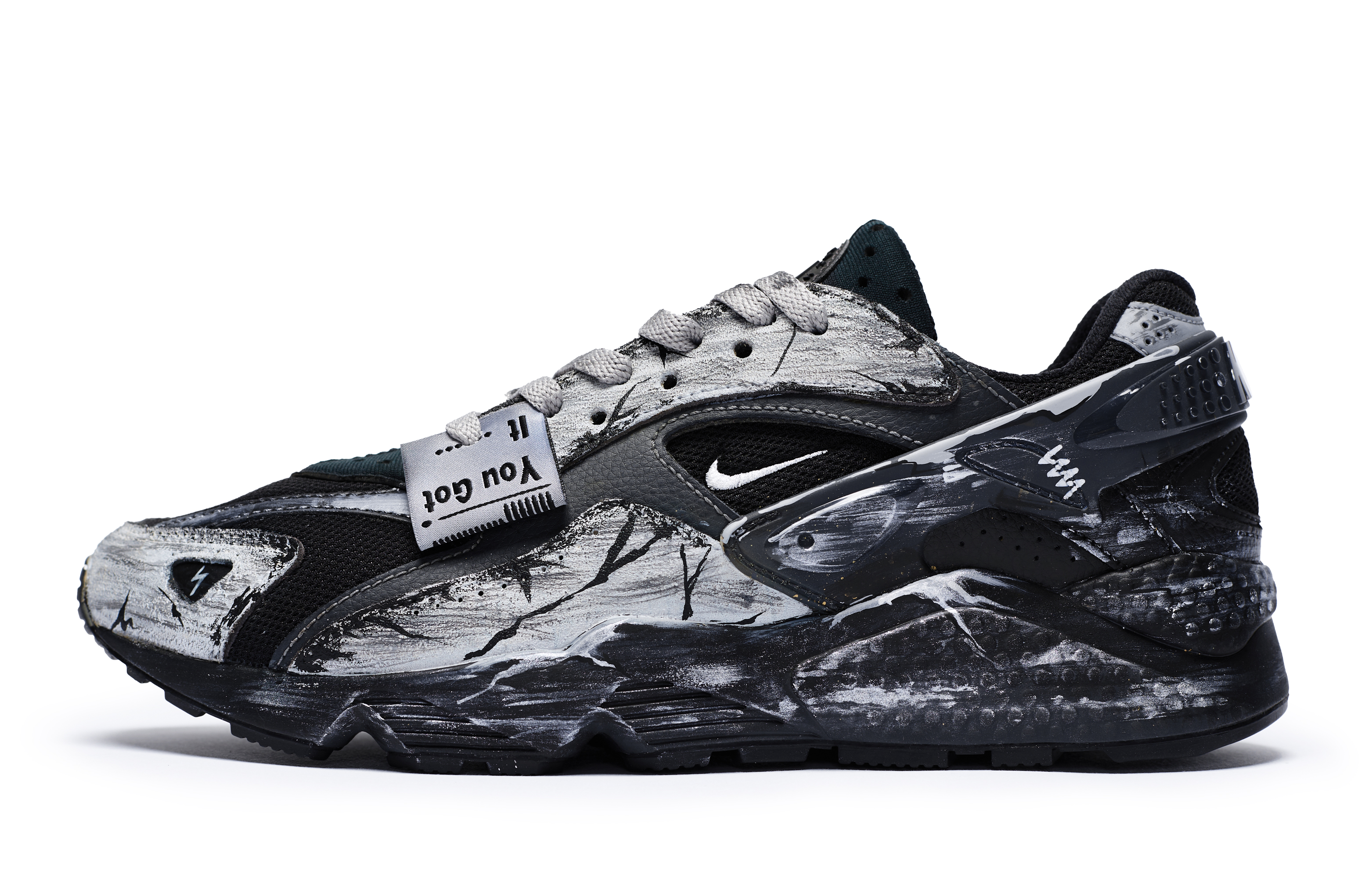Nike Air Huarache Cushioning Abrasion Resistant Low top Running Shoes Unisex Black Gray