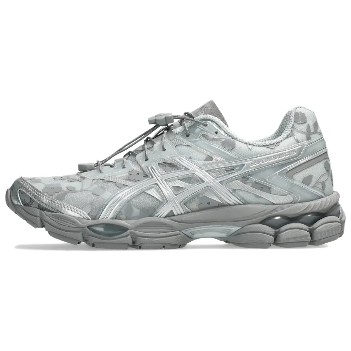 ASICS x CECILIE BAHNSEN Gel Cumulus 16 Mesh, Textile, Synthetic Leather Low top Grip Running Shoes Women's Gray Silver