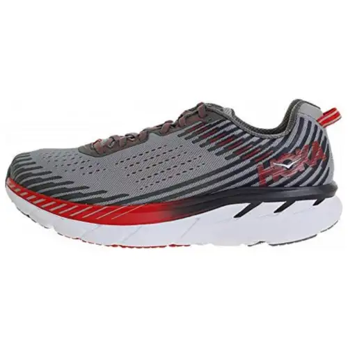 HOKA ONE ONE Clifton 5 Running Shoes Men's Low Top Gray/Red