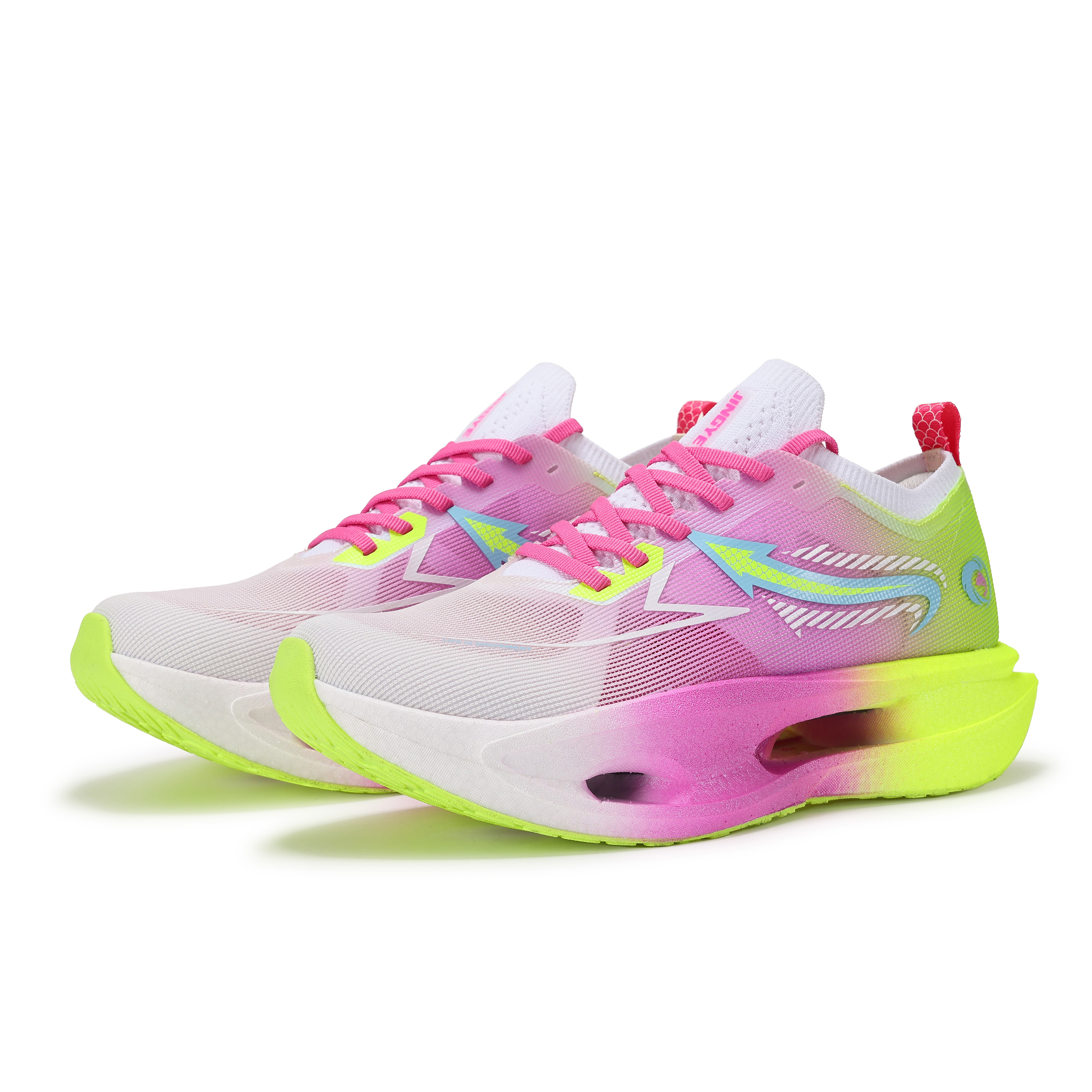 JINGYE Breathable, Impact Resistant, Lightweight Low top Marathon Running Shoes Unisex Hot And Spicy Electric