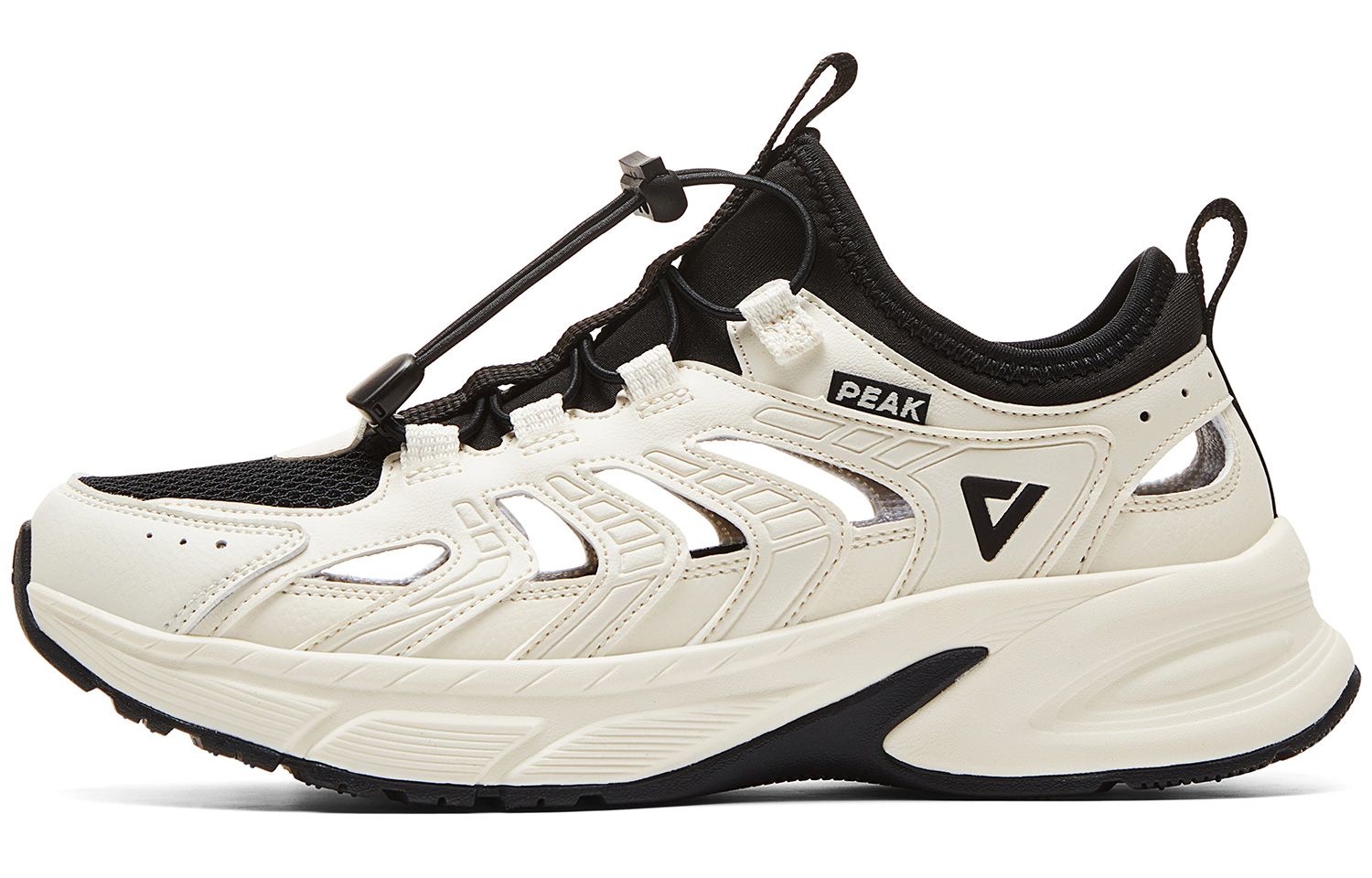 PEAK Cushioning Slip Resistant Abrasion Resistant Breathable Low top Running Shoes Women’s Ecru Black