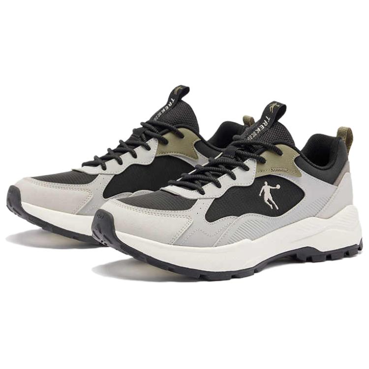 QIAODAN Slip Resistant Abrasion Resistant Low top Casual Trail Running Shoes Men’s Black Gray
