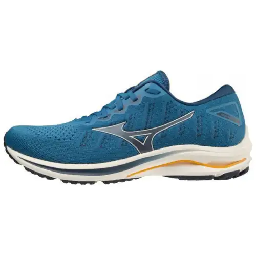 Mizuno Wave Rider 25 Fabric Slip Resistant, Abrasion Resistant, Breathable Low top Running Shoes Men's Blue