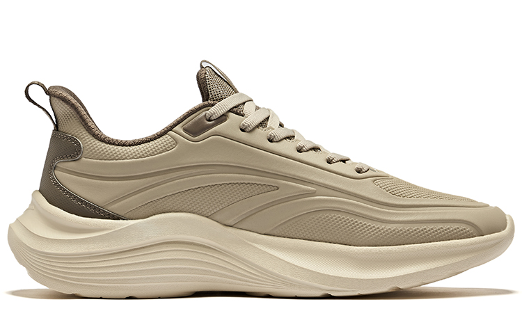 Erke Ming Ouyang Cushioning, Wear Resistant Low top Running Shoes Men’s Light Linen Brownstone
