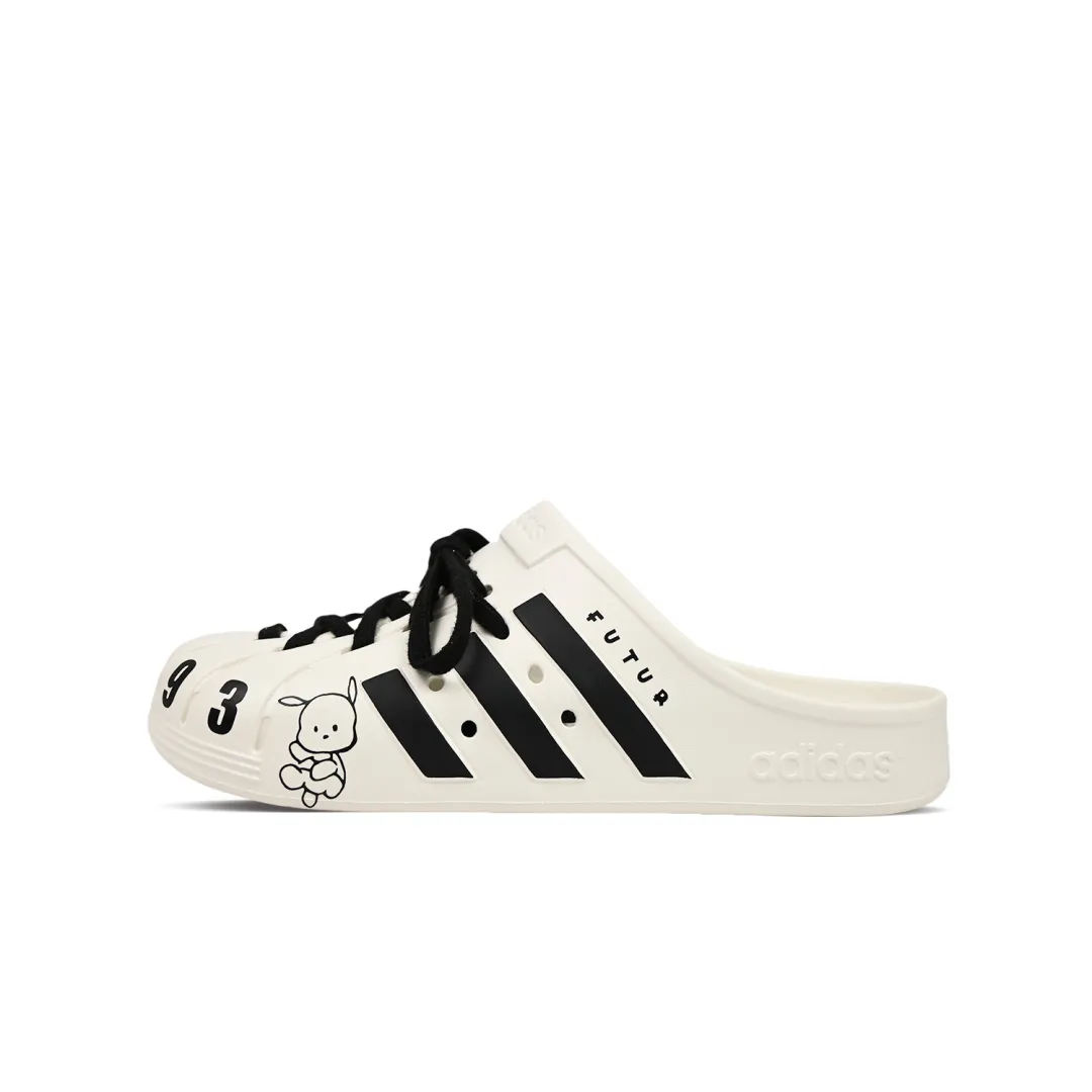 Adidas Adilette EVA Graffiti Slip Resistant Closed Toe Slippers Unisex Beige White Black