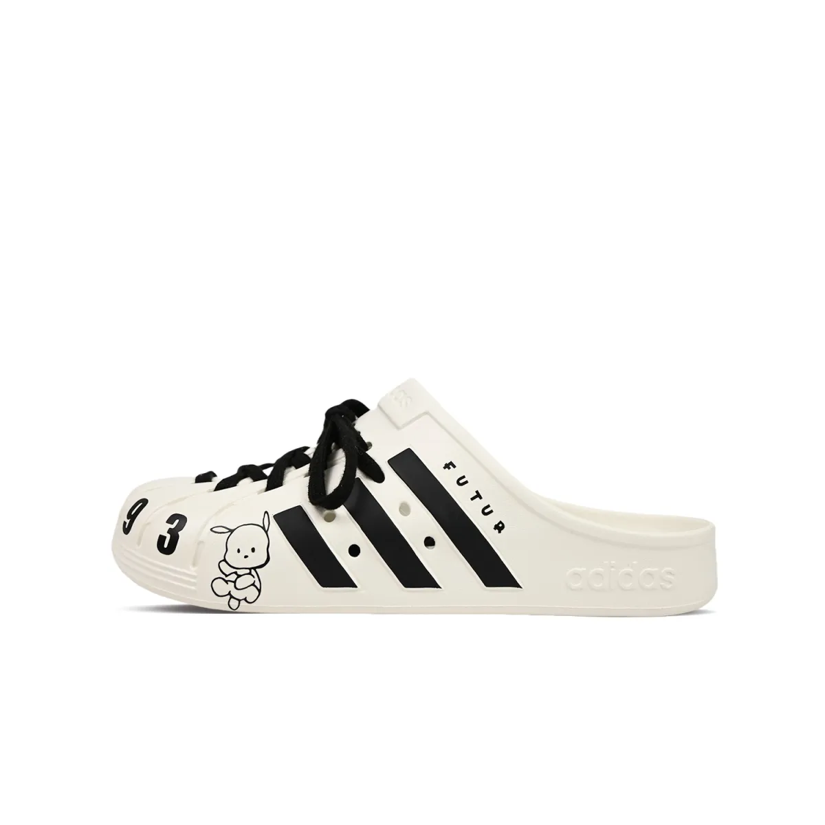 Adidas Adilette EVA Graffiti Slip Resistant Closed Toe Slippers Unisex Beige White Black