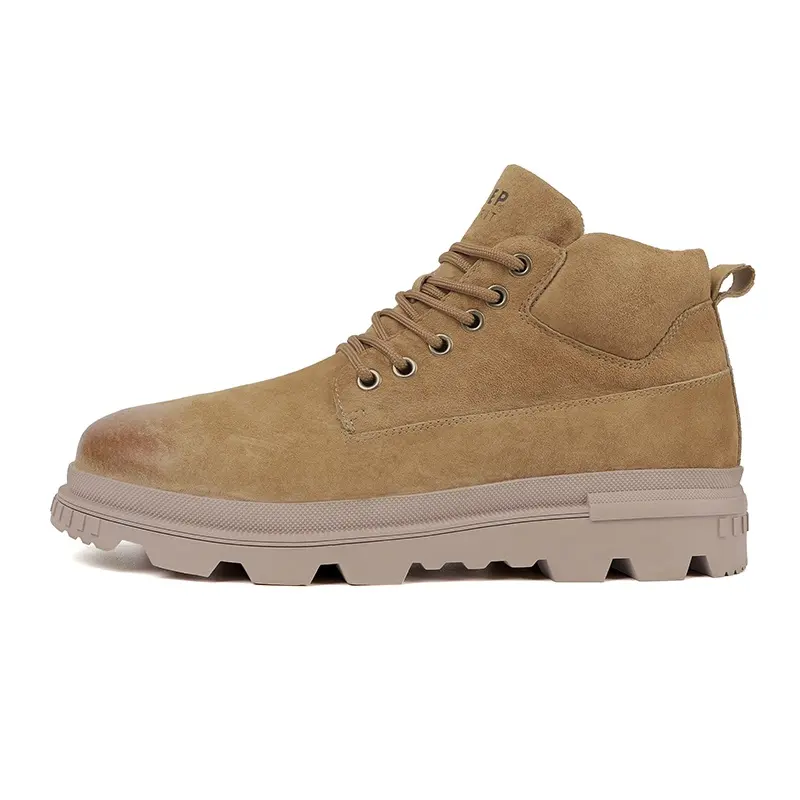 JEEP SPIRIT Comfortable mid-calf retro classic rhubarb boots. Genuine pig bag old leather. Thick sole, lightweight and wear-resistant. Fashionable and versatile outdoor short-leg Martin boots. Men's model. Morning yellow.