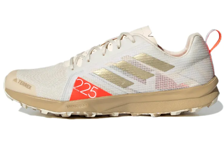 Adidas Terrex Speed Flow Primegreen Abrasion Resistant Slip Resistant Low top Running Shoes Men's Beige Gold