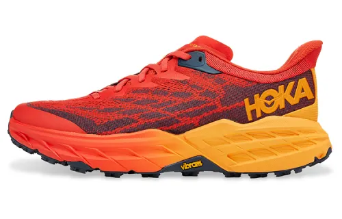 HOKA ONE ONE Speedgoat 5 off-road Speedgoat 5 fabric synthetic leather shock-absorbing non-slip wear-resistant breathable and lightweight low-top training running shoes men's red