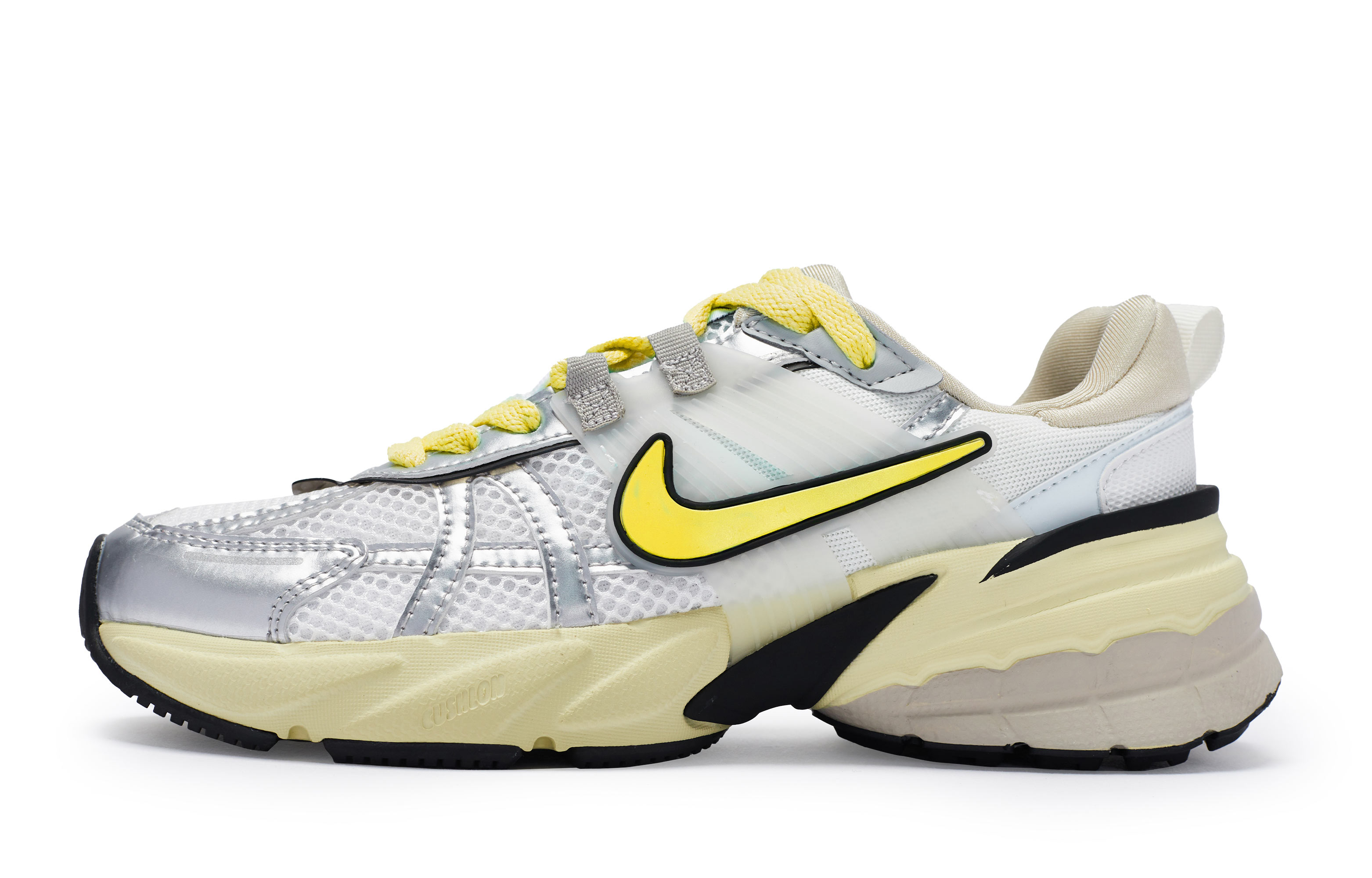 Nike V2K Run Cushioning Slip Resistant Waterproof Low top Running Shoes Women’s White Silver Yellow