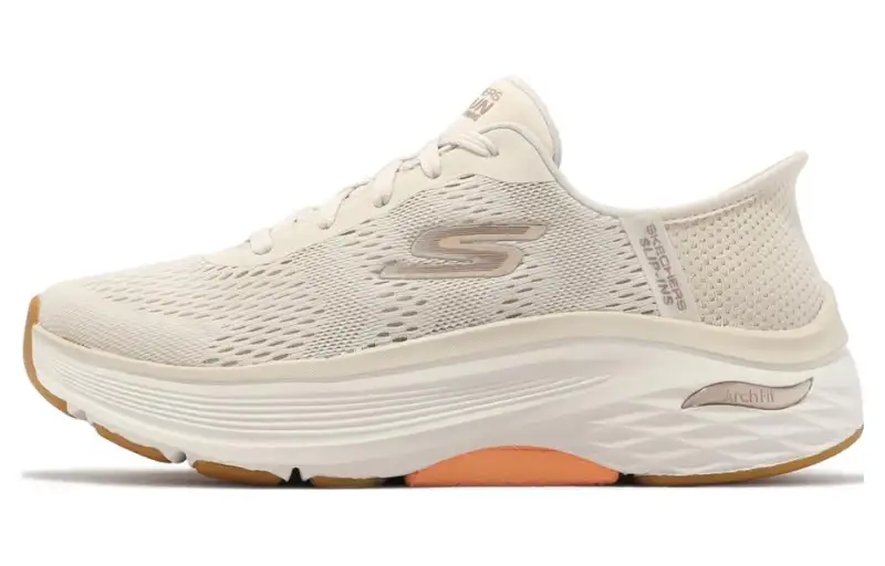 Skechers Max Cushioning Breathable And Wear resistant Low top Running Shoes Women's Ecru
