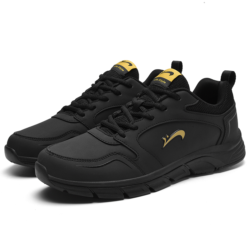 K bird Comfortable Cushioning Slip Resistant Waterproof Low top Running Shoes Men’s Black Gold