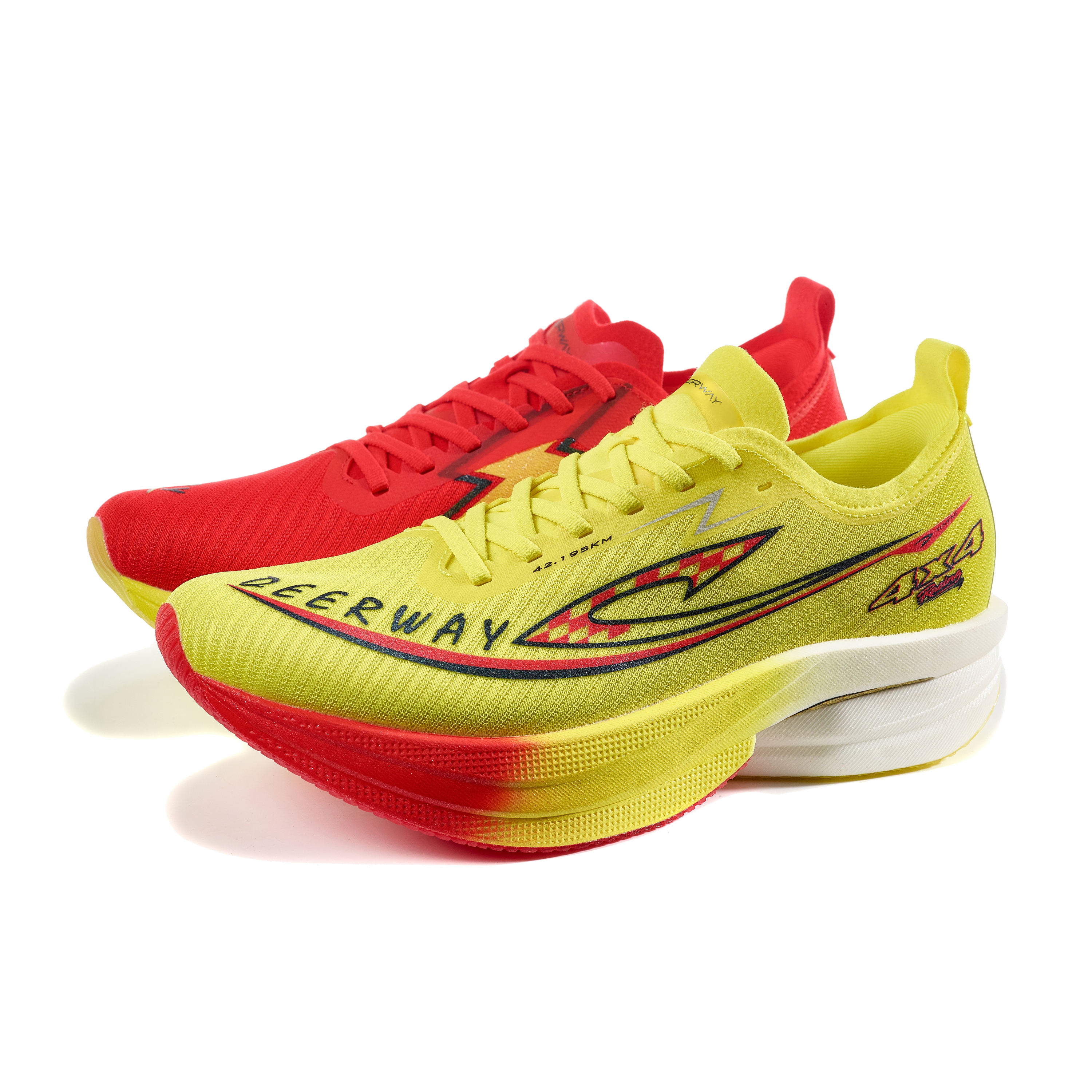DEERWAY Running Shoes Unisex Red Yellow Mismatched