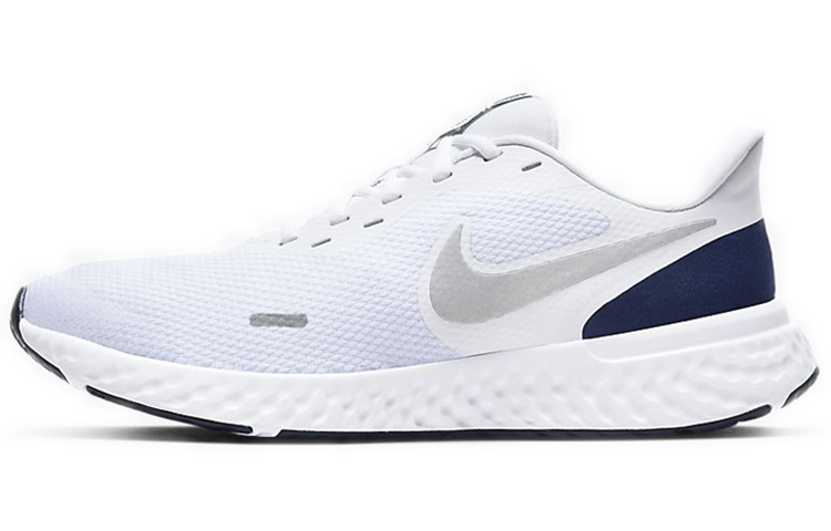 Nike REVOLUTION 5 Comfortable fabric shock-absorbing, non-slip, wear-resistant, breathable and lightweight, low-top casual running shoes, men's white