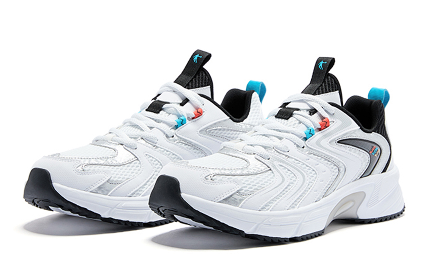 QIAODAN Slip Resistant Abrasion Resistant Breathable Low top Running Shoes Men’s Silver White