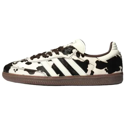 Adidas originals SAMBA OG T-toe shoes, classic cow pattern print, comfortable moral training shoes, same style for men and women, dark brown and white