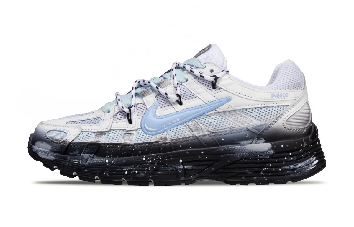 Nike P 6000 Synthetic Leather Cushioning, Wear Resistant Low top Casual Running Shoes Men's Blue Black