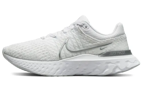 Nike React Infinity Run Flyknit 3 White Metallic Silver Women's