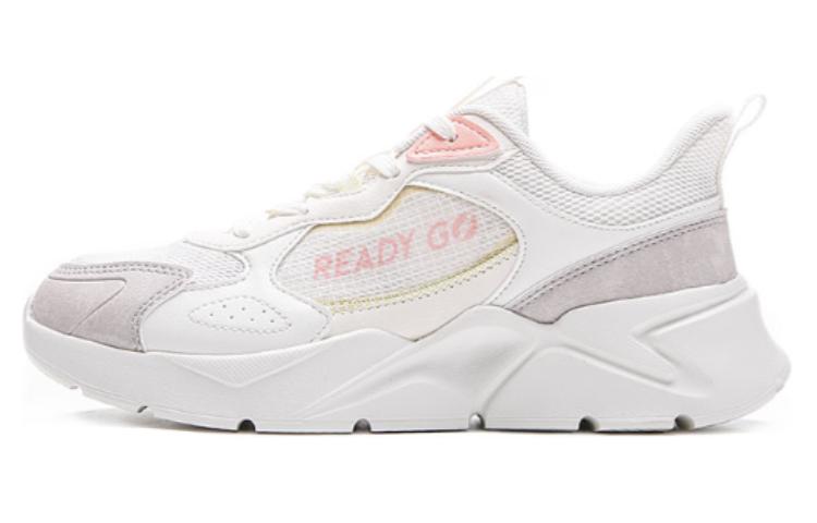 QIAODAN Comfortable Round Toe Cushioning Slip Resistant Abrasion Resistant Low top Running Shoes Women’s White