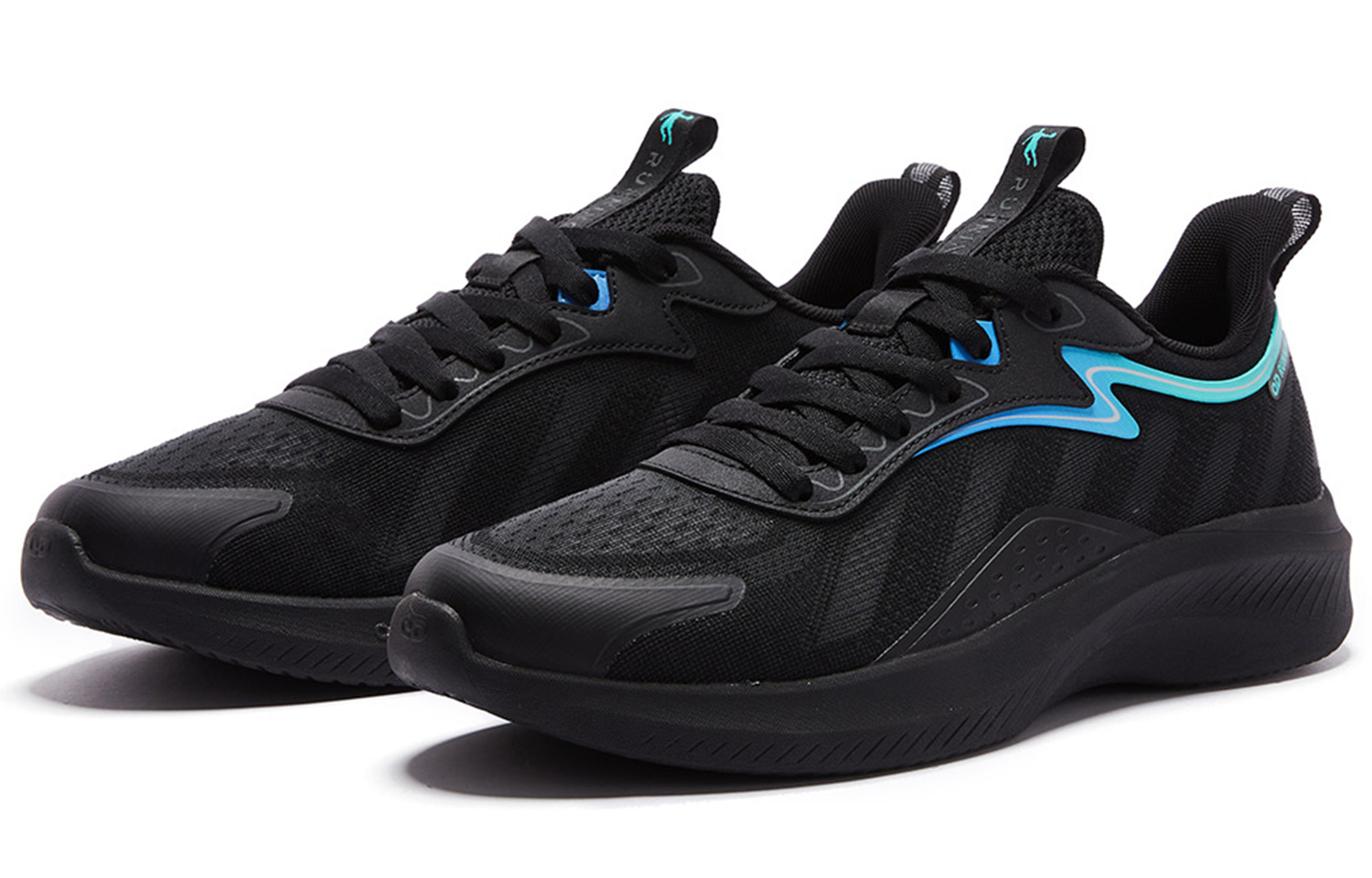 QIAODAN Cushioning Slip Resistant, Abrasion Resistant, Lightweight Low top Running Shoes Men’s Black Teal