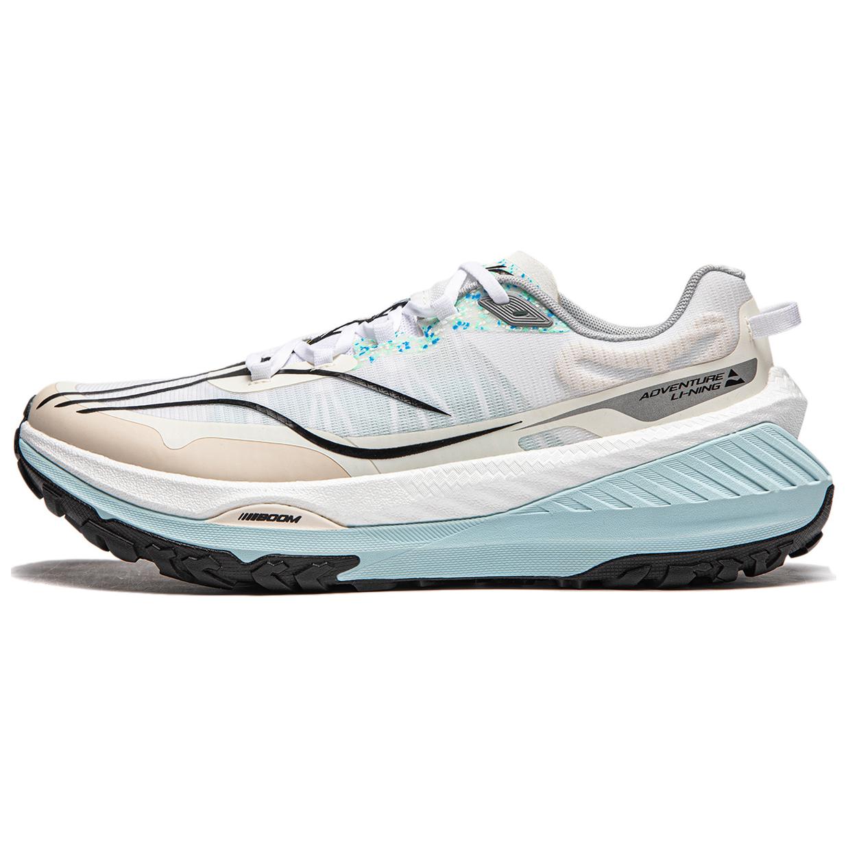 Li Ning Fabric Cushioning Slip Resistant Abrasion Resistant Support Rebound Low top Casual Running Shoes Men’s Ecru