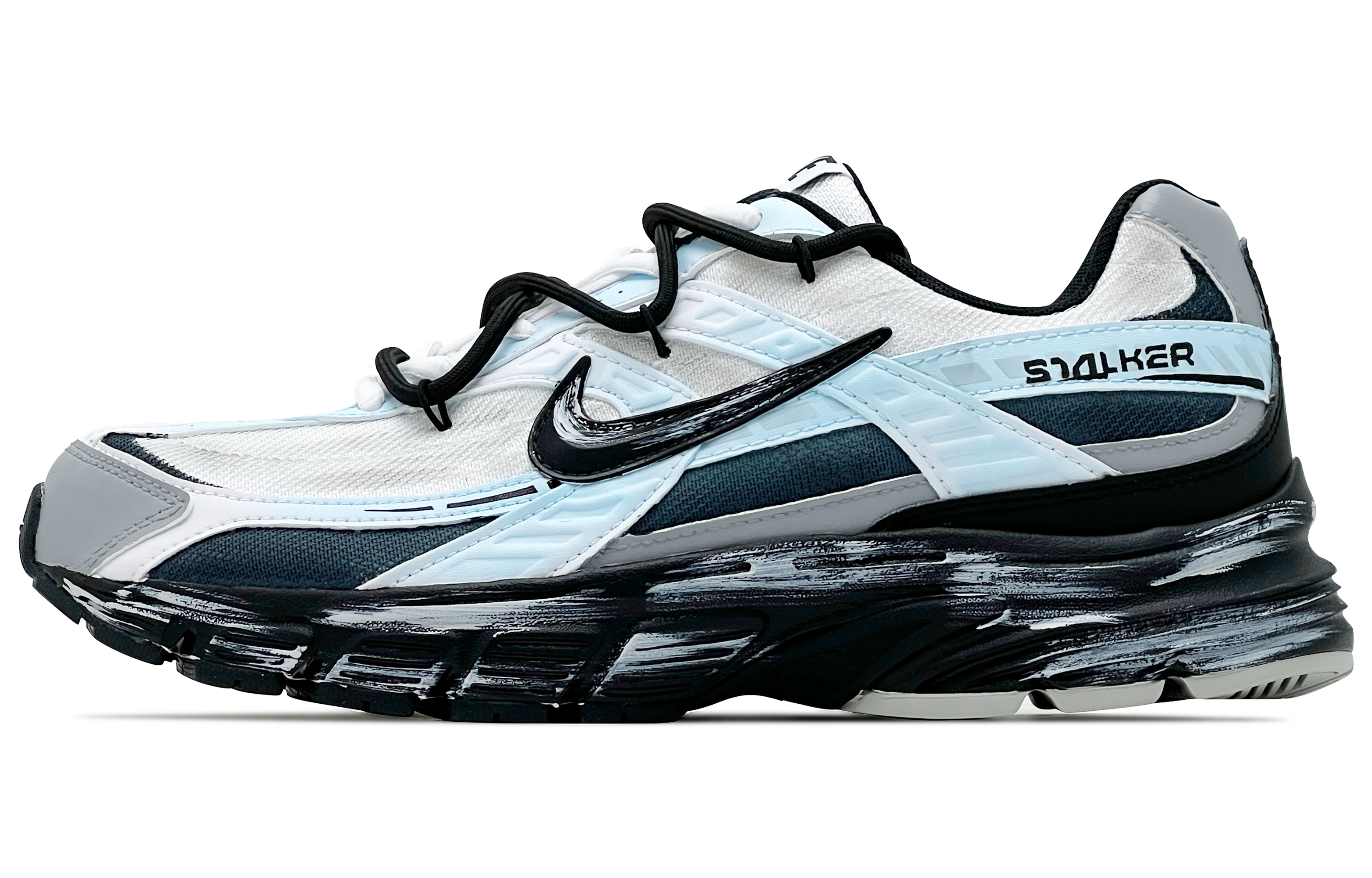 Nike Initiator Abrasion Resistant Low top Running Shoes Men’s Black White Blue