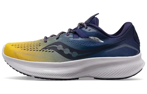 Saucony Ride 15 Cushioning Low top Running Shoes Men's Blue Yellow