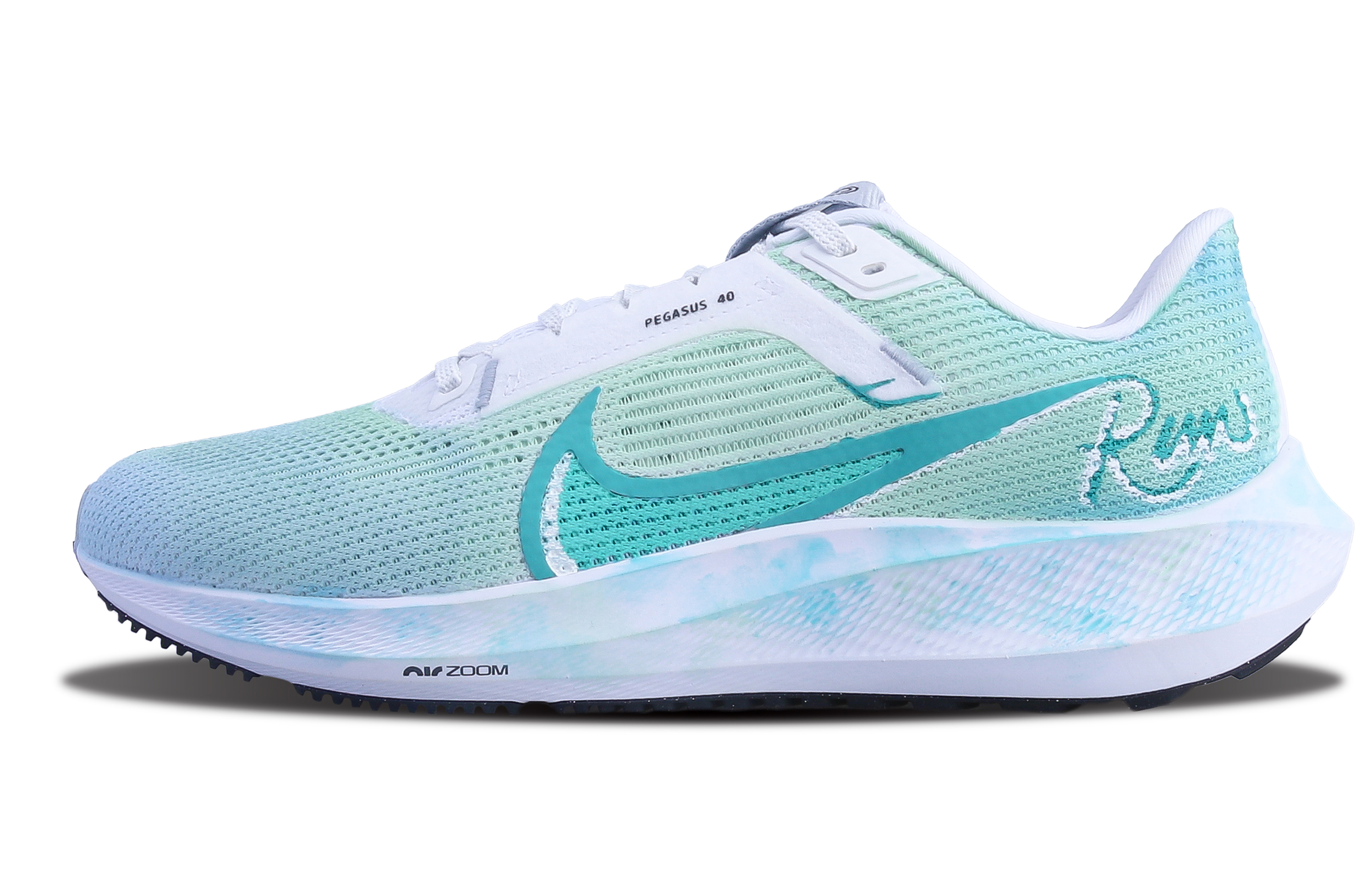 Nike Air Zoom Pegasus 40 Slip Resistant, Abrasion Resistant, Breathable Low top Running Shoes Unisex White Green Blue