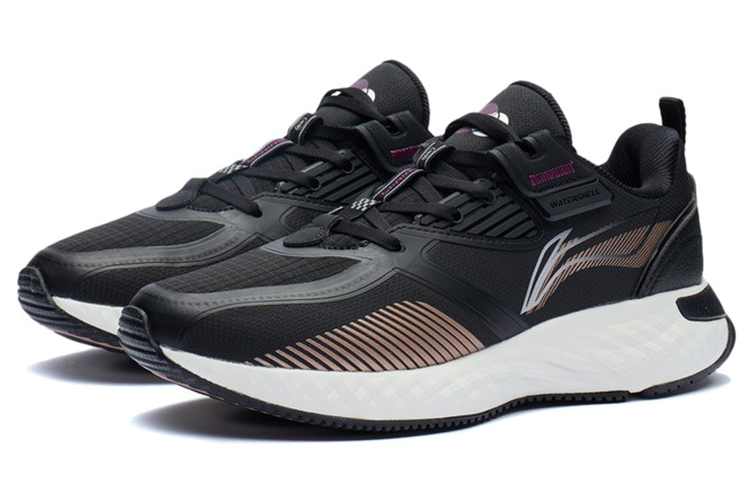 Li Ning Cloud Shield Reflective Cushioning Slip Resistant Abrasion Resistant Low top Running Shoes Women’s Black