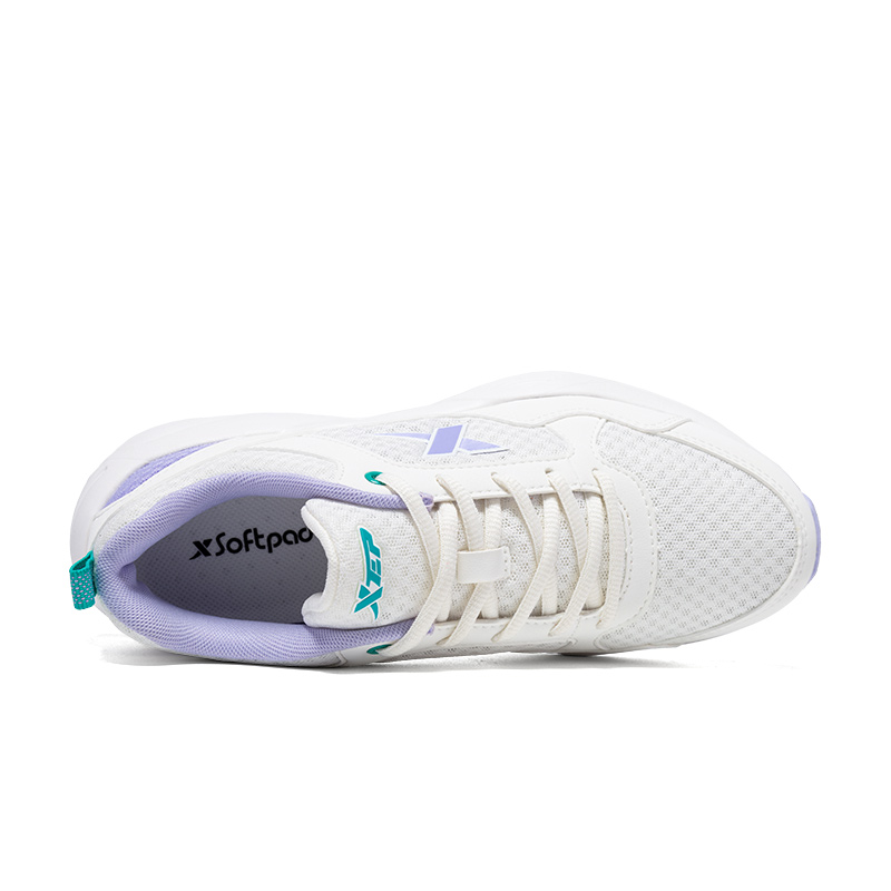 XTEP Cushioning, Wear Resistant Low top Casual Running Shoes Women’s Sail White Taro Paste Purple