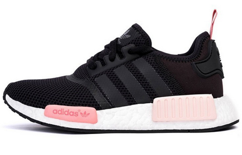 Женские кроссовки adidas originals NMD_R1 (черно-розовые) — 黑/桃粉红 — фото 1