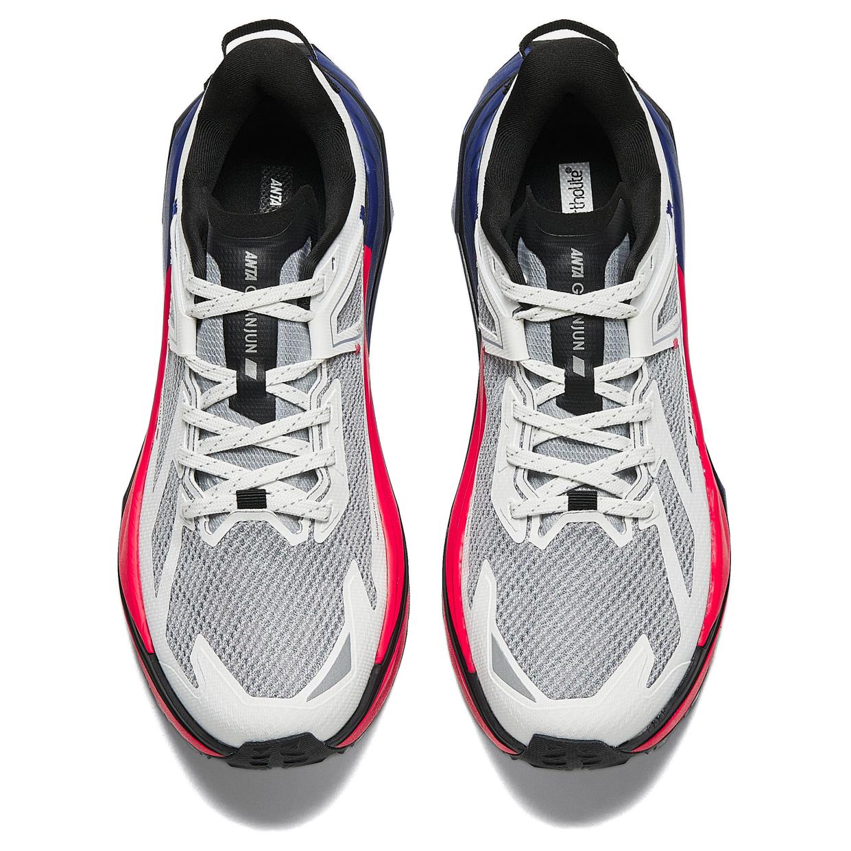 Anta Abrasion Resistant Breathable Low top Carbon Plate Running Shoes Men’s White Blue Red
