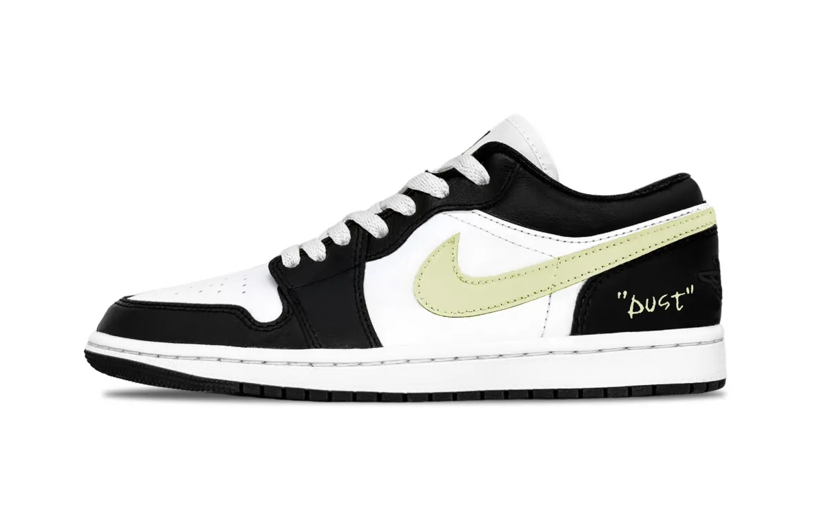 Jordan Air Jordan 1 Cloudy Soda Abrasion Resistant Low top Vintage Basketball Shoes Unisex Black White