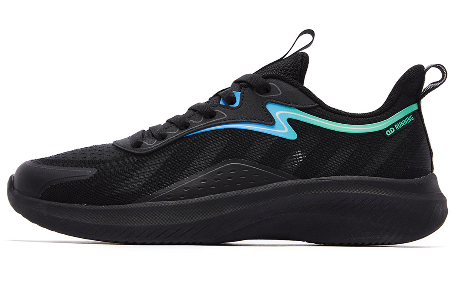 QIAODAN Cushioning Slip Resistant, Abrasion Resistant, Lightweight Low top Running Shoes Men’s Black Teal