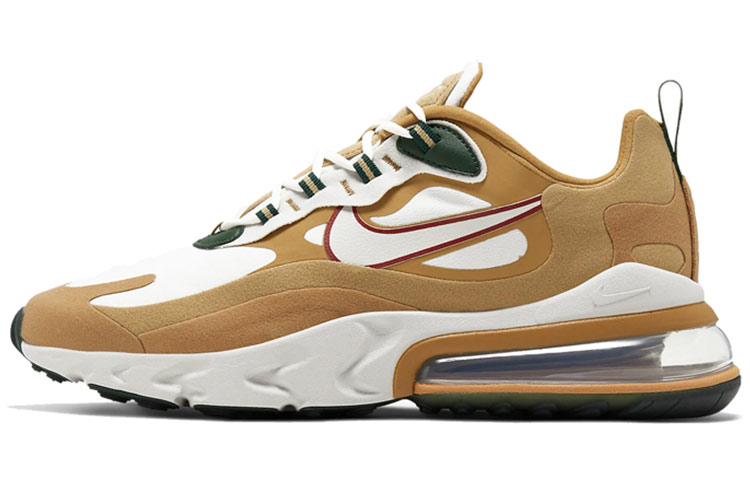 Nike Air Max 270 React Reggae Retro Comfort Fabric Synthetic Leather Low Top Air Cushion Casual Running Shoes Men's Wheat