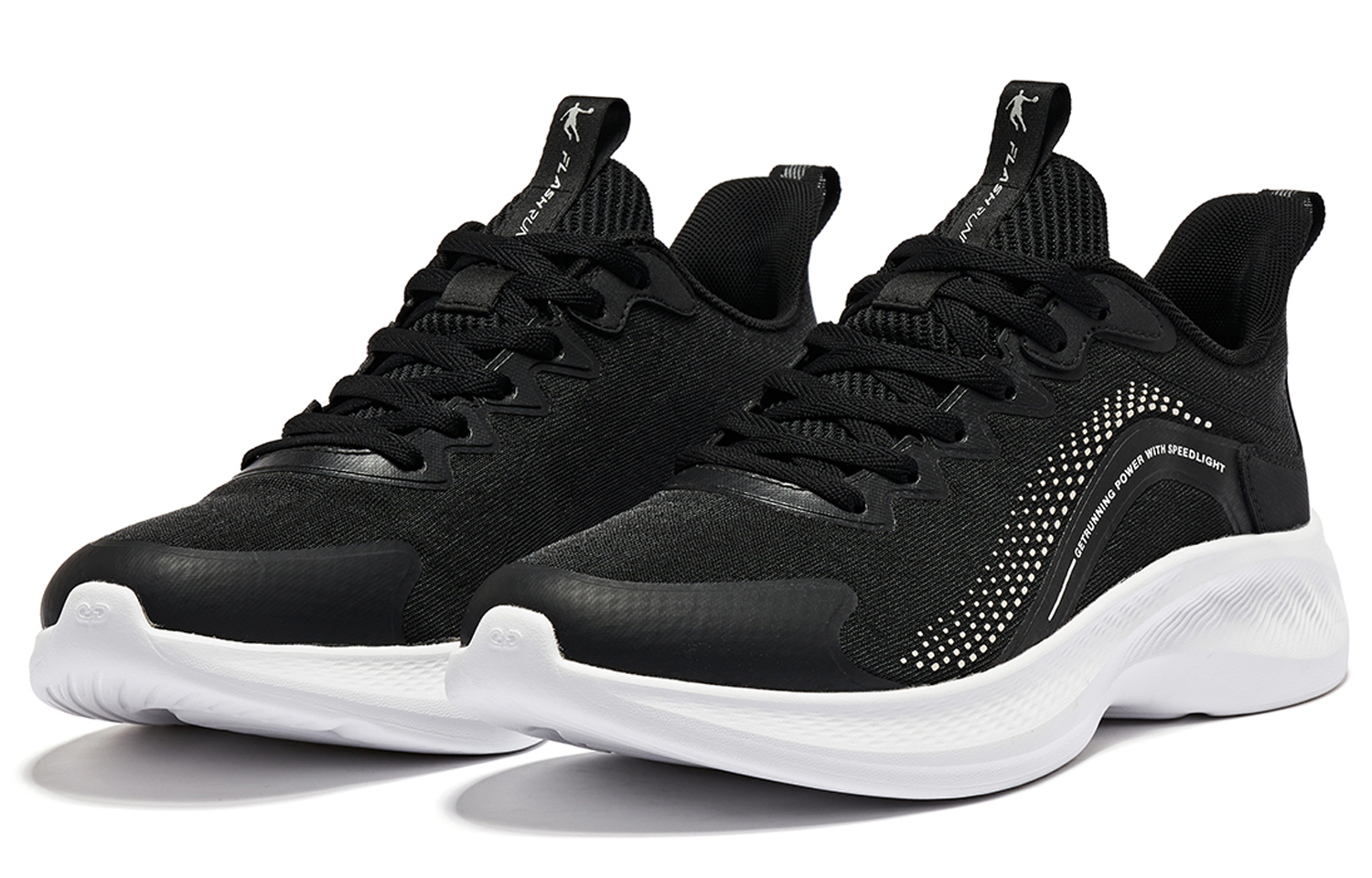 QIAODAN Cushioning Slip Resistant Abrasion Resistant Low top Running Shoes Men’s Black White