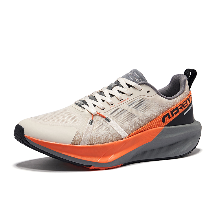 Erke Cushioning Rebound Low top Qidan Technology City Commuting Running Shoes Men’s Eggnog Gray Fluorescent Fire Orange