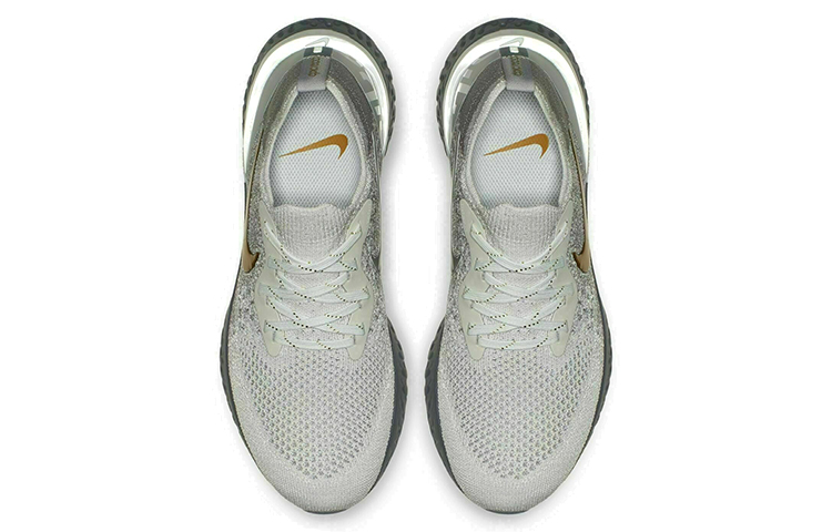 Женские кроссовки Nike Epic React Flyknit (серебристо-белые) — Серебристыйбелый — фото 4