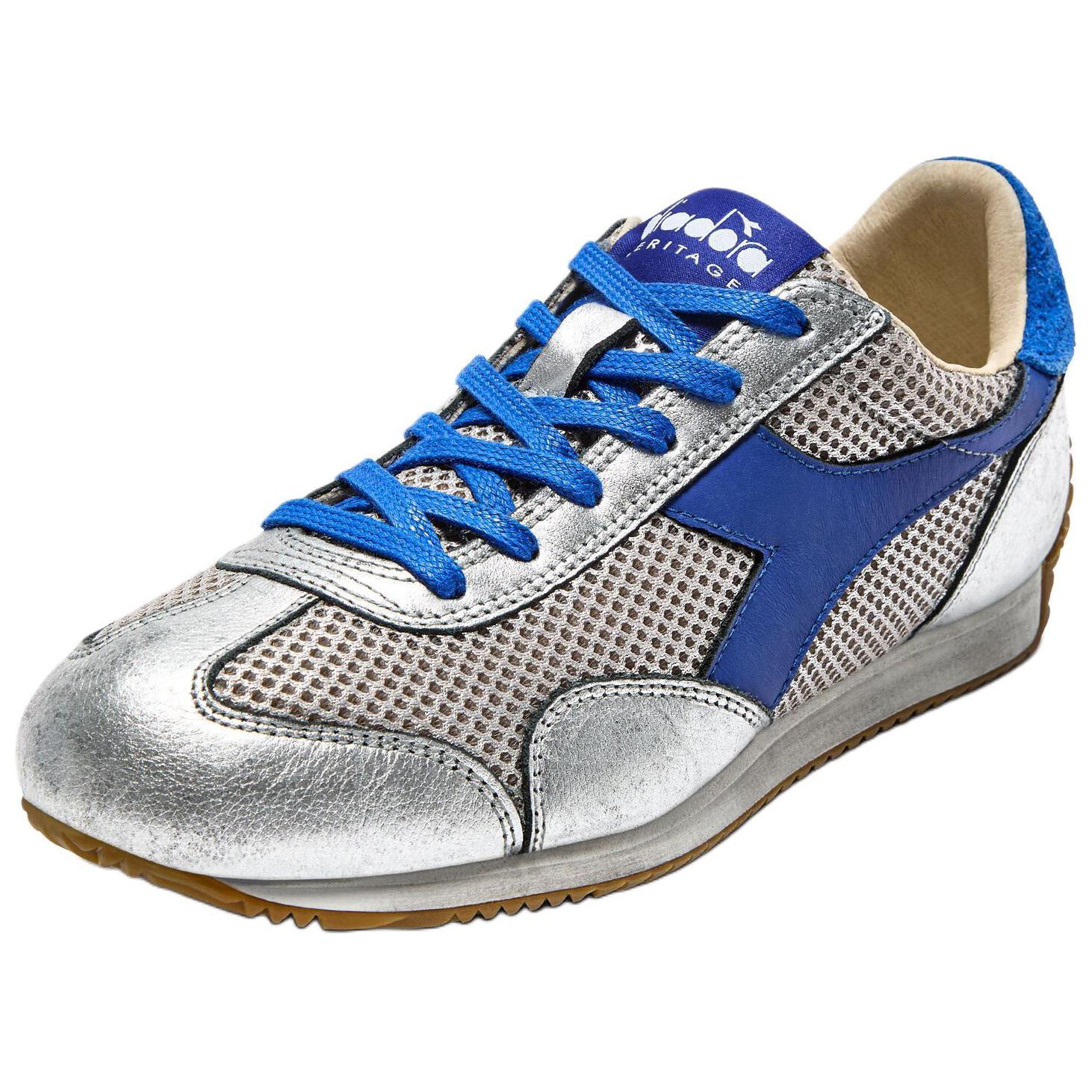 Diadora Heritage Slip Resistant Abrasion Resistant Low top Running Shoes Unisex Silver Blue